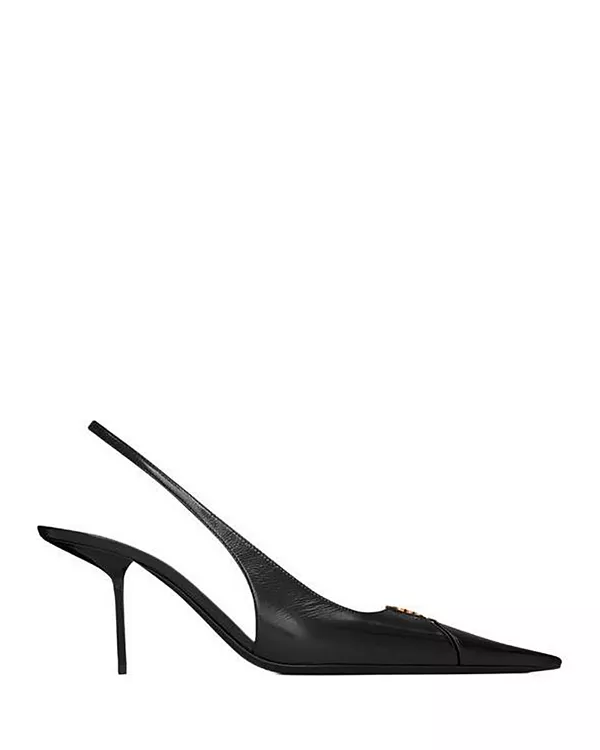 Женские туфли-лодочки Babylone Breteuil с открытой пяткой Saint Laurent, черный — фото 3