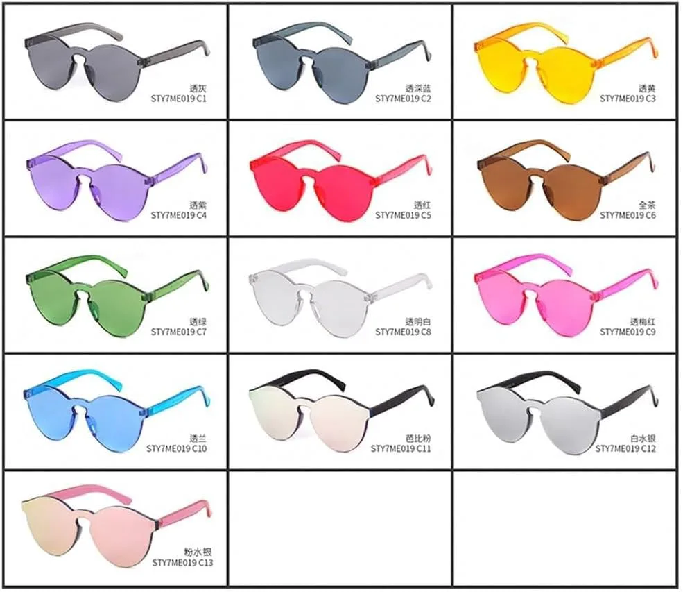 

Женские прозрачные солнцезащитные очки конфетных цветов, круглые, без оправы, для занятий спортом на открытом воздухе, бега и езды на велосипеде Generic, C1