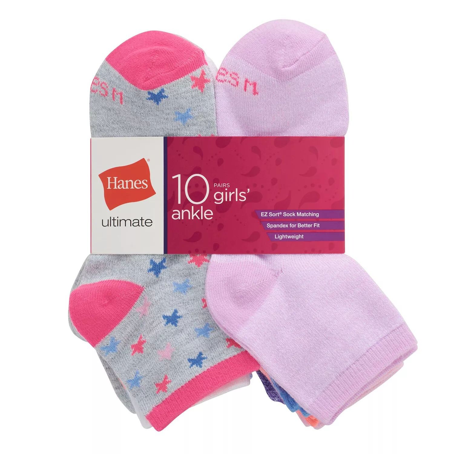 

10 пар носков до щиколотки для девочек Hanes Ultimate Hanes