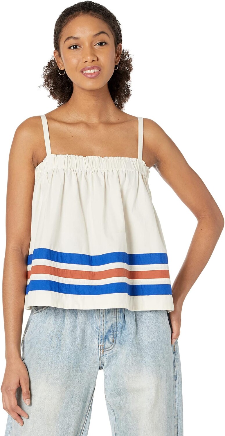 

Майка SUNDRY Cami with Varsity Stripe in Woven Cotton, цвет Cream
