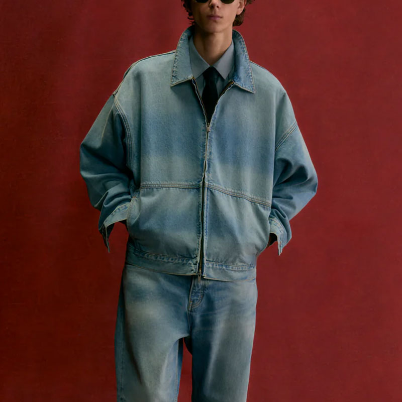 Джинсовая ковбойка Fear Of God Essentials, Винтажный синий — фото 4