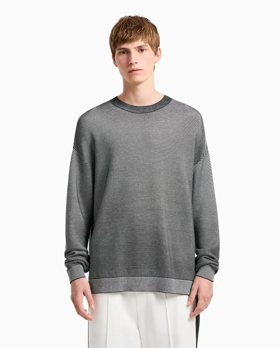 

Мужской полосатый свитер с круглым вырезом Armani Exchange, тёмно-синий