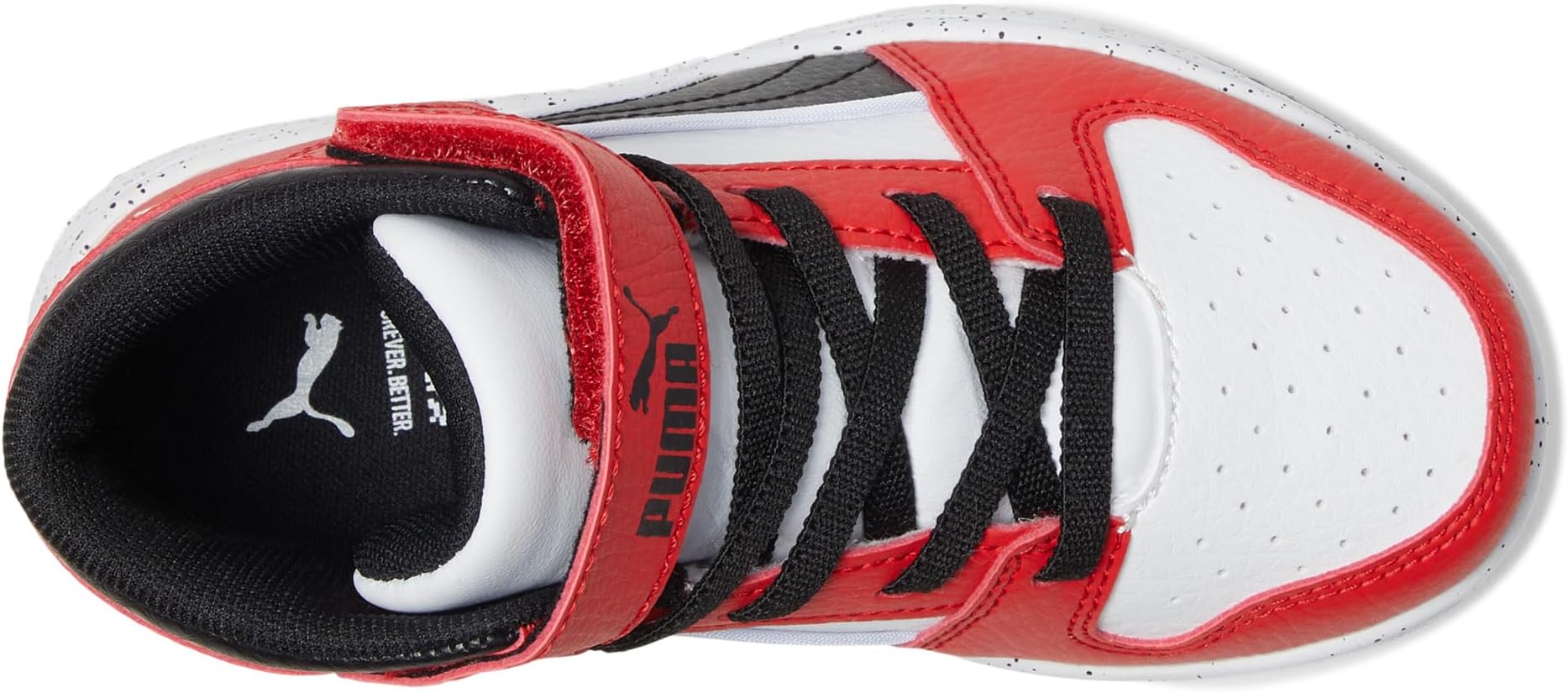 Кроссовки PUMA Kids Rebound Layup Mid Hook And Loop Shoes, цвет White/Black/For All Time Red — фото 2