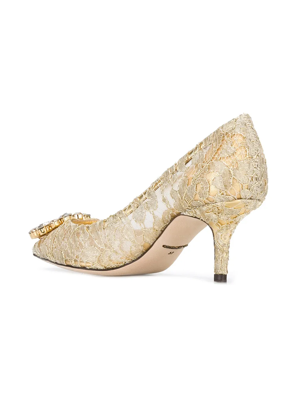 Кружевные туфли-лодочки Bellucci DOLCE & GABBANA, металлик — фото 3