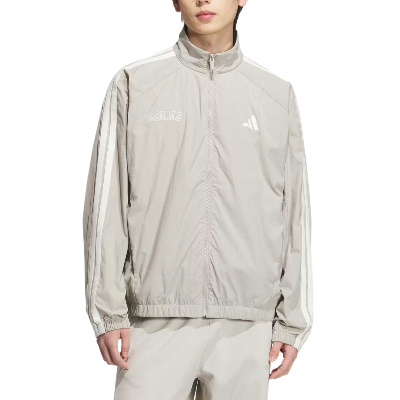 Мужская спортивная куртка с воротником-стойкой, средней жесткости Adidas, серый белый (includes 3 pairs of adidas socks) — фото 3