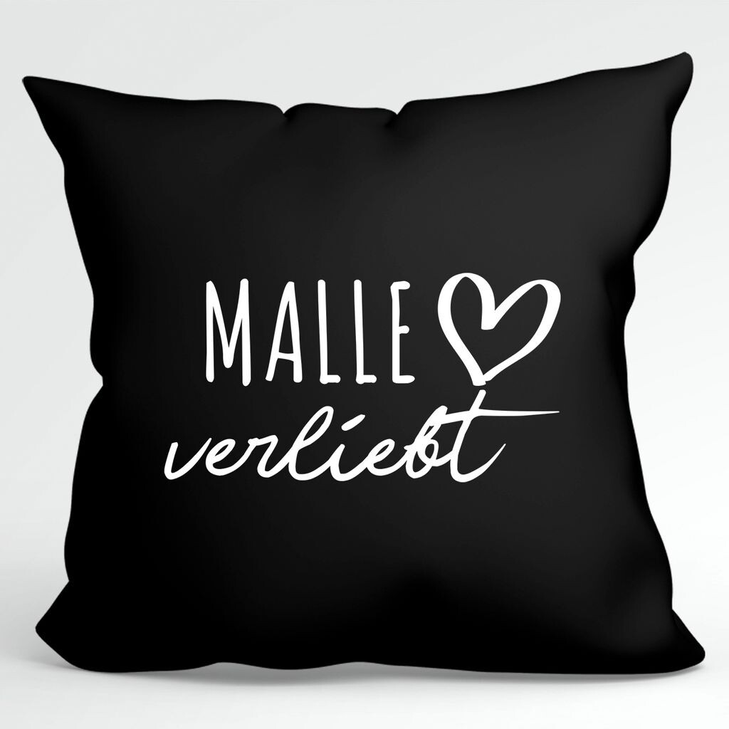 

УРАА! Подушка Malle in love декоративная наволочка без наполнителя Черная с названием любимого острова Hellweg Druckerei