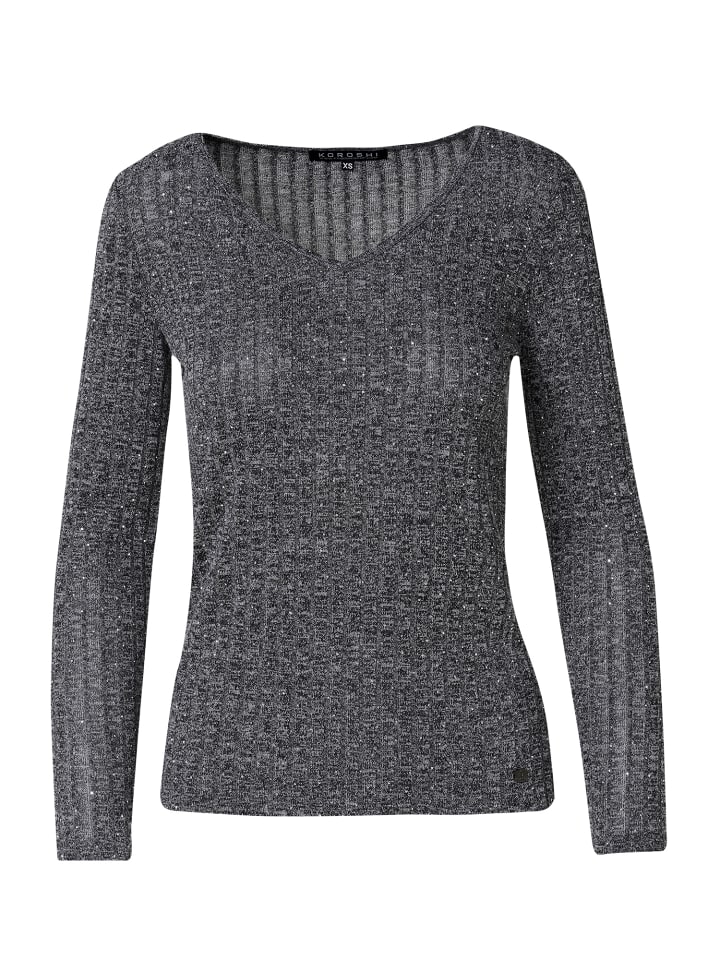 

Блестящая женская футболка с длинными рукавами серого цвета KOROSHI, Серый, Блестящая женская футболка с длинными рукавами серого цвета KOROSHI