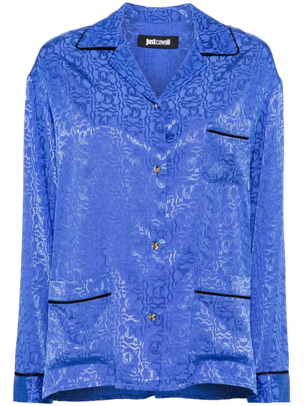 

Жаккардовая рубашка с логотипом Just Cavalli, синий