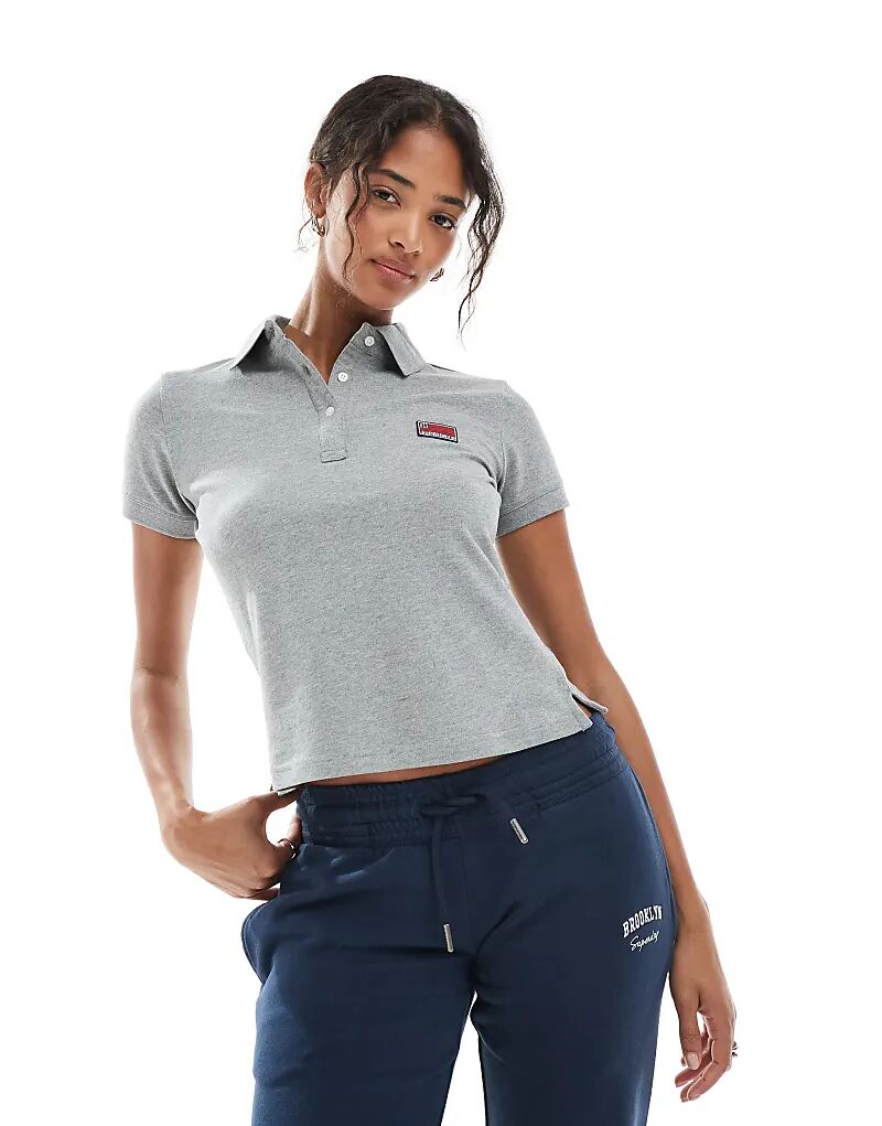 

Футболка-поло Superdry Athletic essentials с графическим принтом серого меланжевого цвета