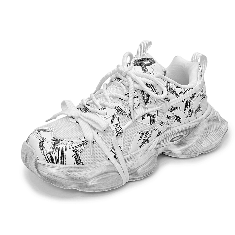 

BANGNEY Низкие массивные кроссовки унисекс белые потертые, цвет White Distressed