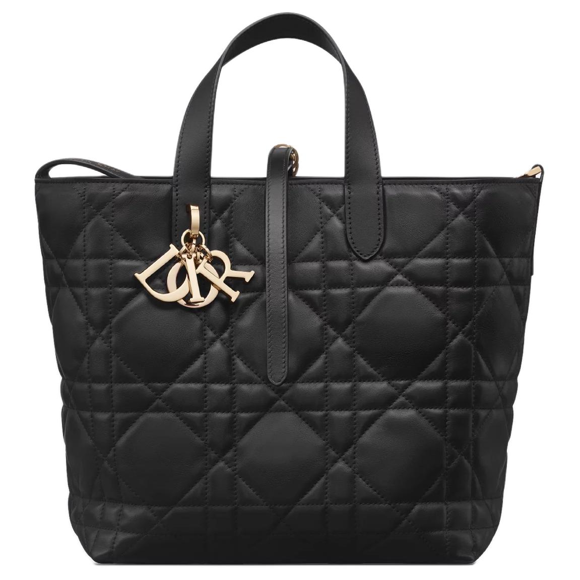 

DIOR Сумка-корзинка из коровьей кожи Toujours, средний размер, женская, черная