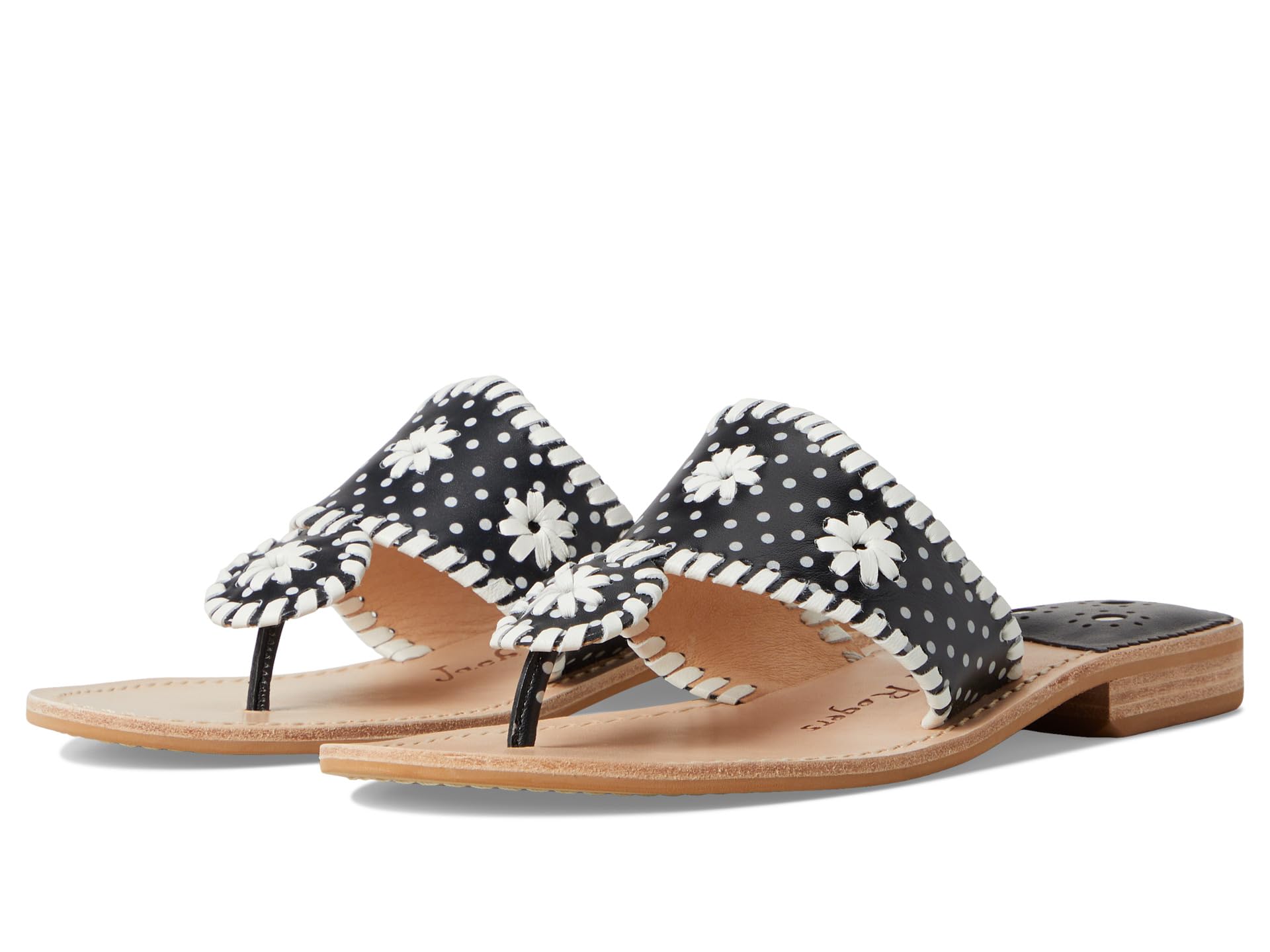 Туфли Jack Rogers Jacks Flat Sandal - Nappa/Patent, Black/ White Dot Pat