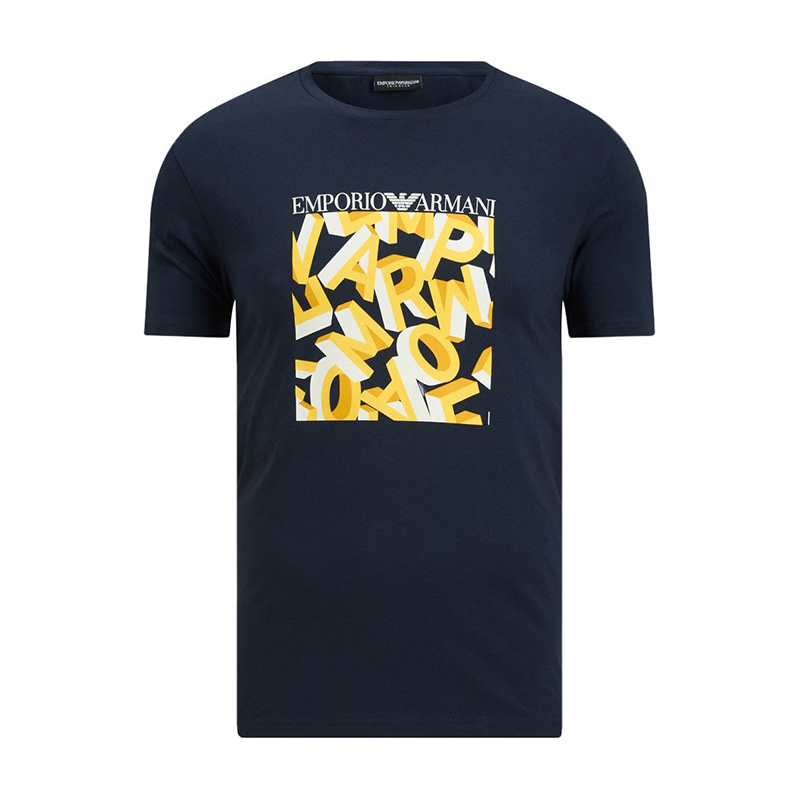 

Футболка с круглым вырезом и короткими рукавами мужская EMPORIO ARMANI, темно-синий
