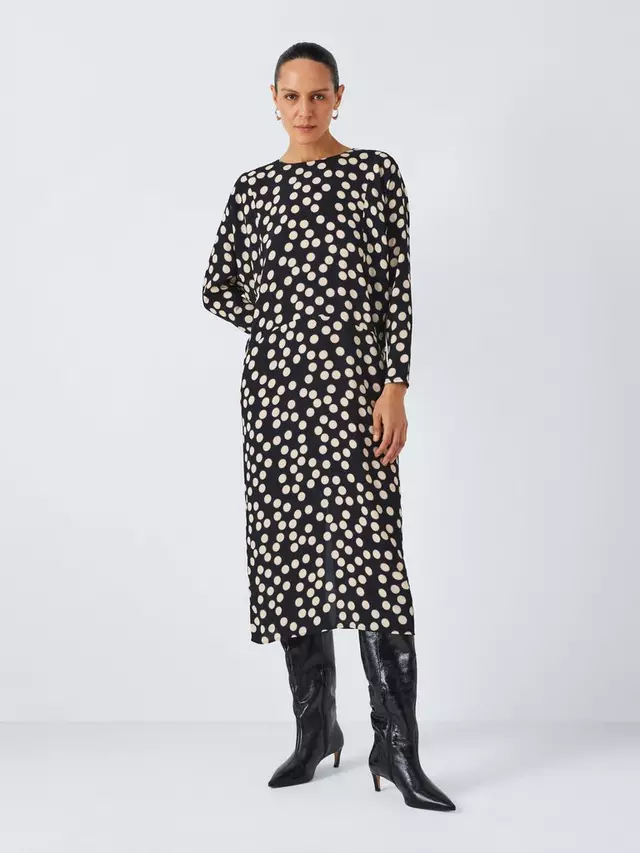 

Платье John Lewis Spot Print Column Maxi, цвет black/multi
