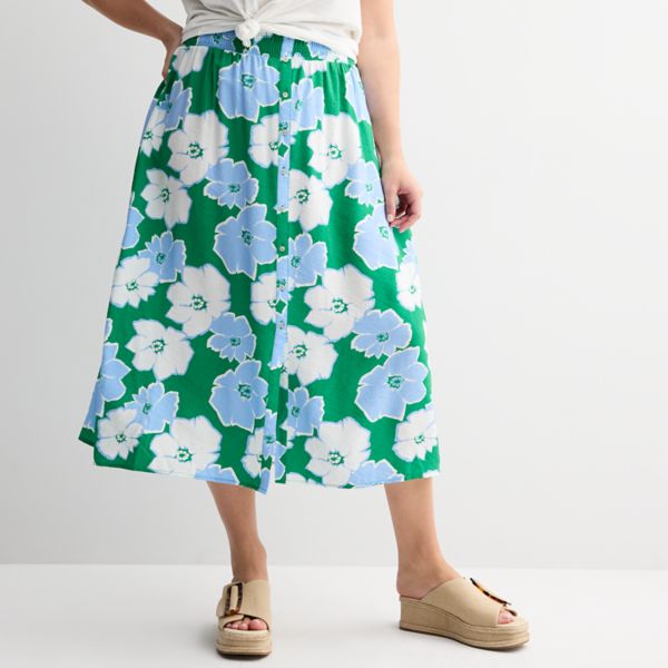 

Юбка миди больших размеров с пуговицами спереди Sonoma Goods For Life, цвет green peri floral