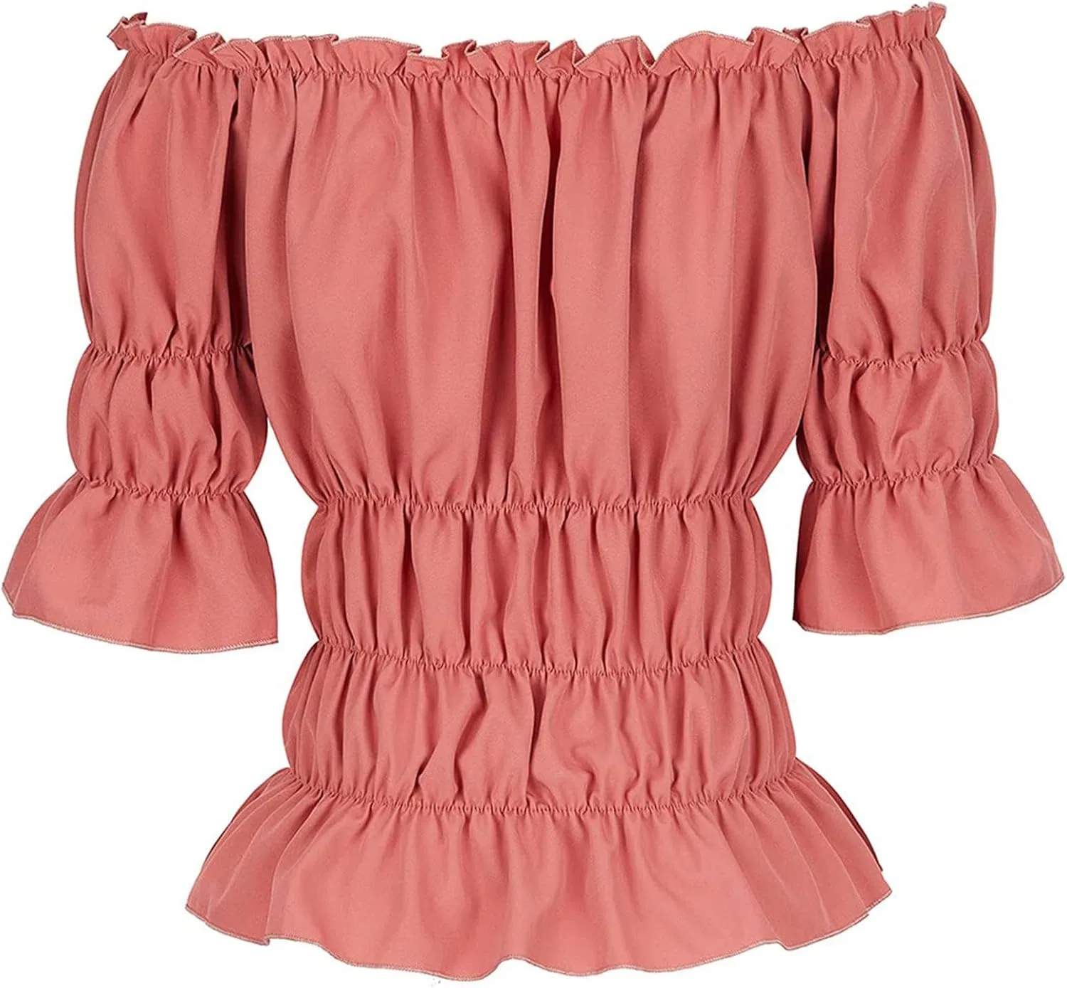 Блуза с коротким рукавом, женская Off Shoulder, арбузно-красный