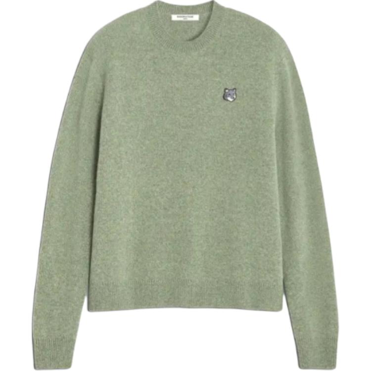 

Maison Kitsune Мужской свитер, зеленый, с круглым вырезом, средней жесткости
