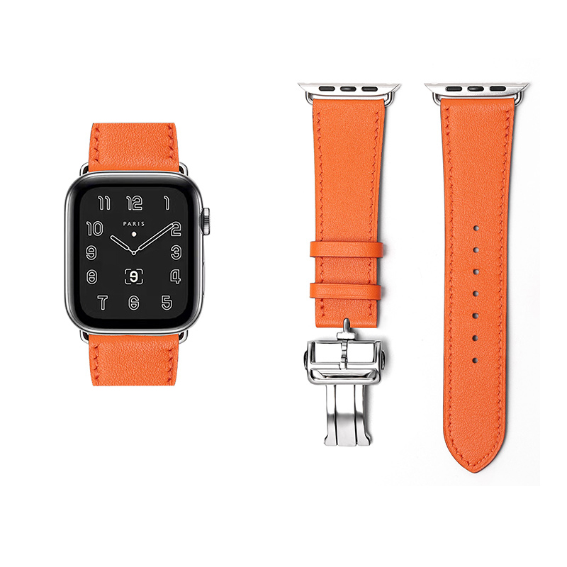 

Vobafe Часы Strap Apple Compatibility Cowhide Leather Material 43mm, Imported Swift cowhide ★ Love Horse Orange