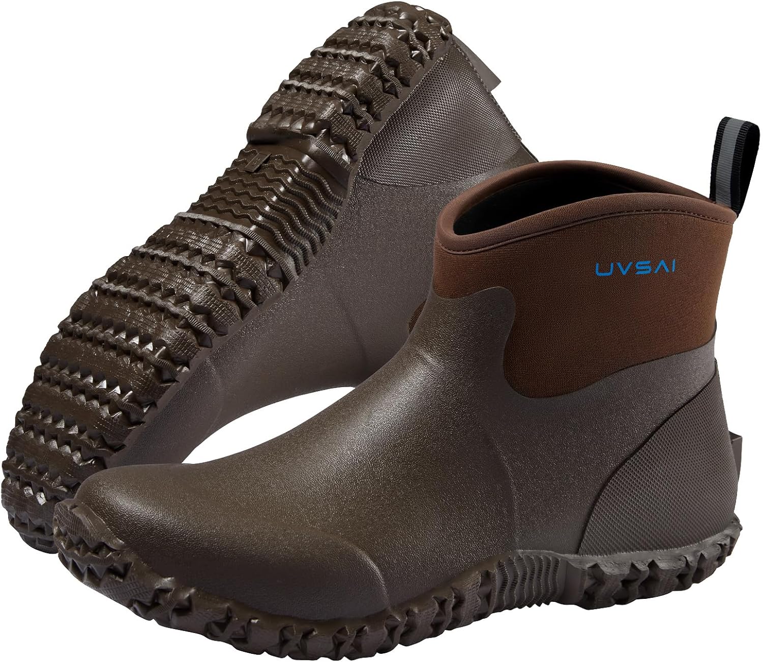 

Мужские водонепроницаемые садовые ботинки 13 см до щиколотки, дождевые ботинки, обувь без шнурков для садоводства, фермерства, ухода за газоном и работы во дворе Uvsai, коричневый