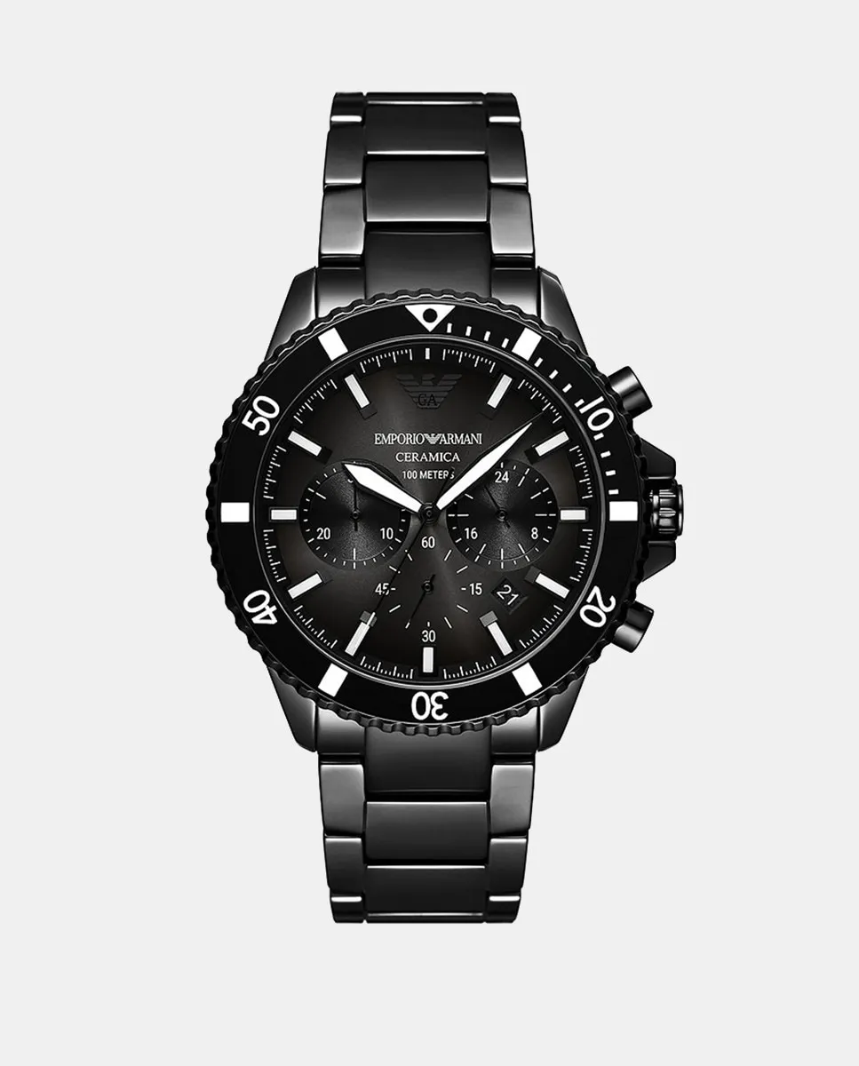 

AR70010 Мужские часы-хронограф, черная керамика Emporio Armani, черный