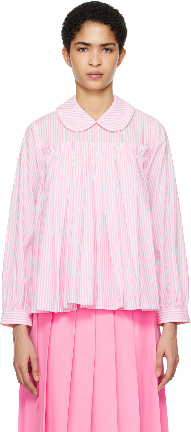 

Блузка из хлопкового поплина в розовую и белую полоску Comme des Garcons Girl