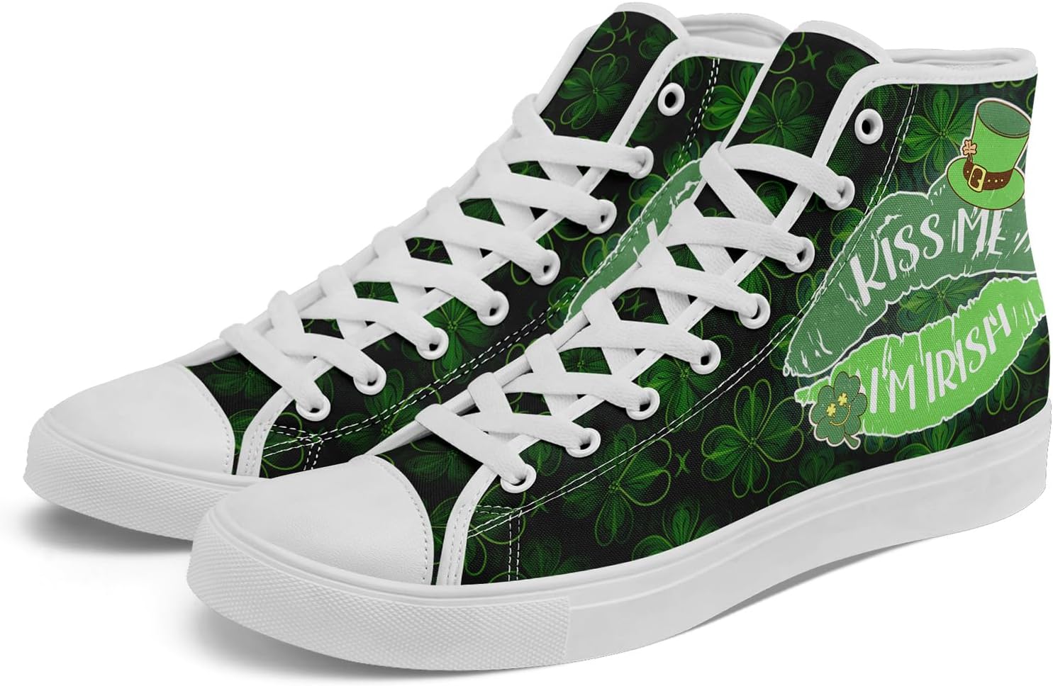 

Высокие кеды из зеленого холщового материала AWSOLE для женщин и мужчин, кроссовки для ирландского фестиваля, удачные праздничные подарочные спортивные повседневные туфли