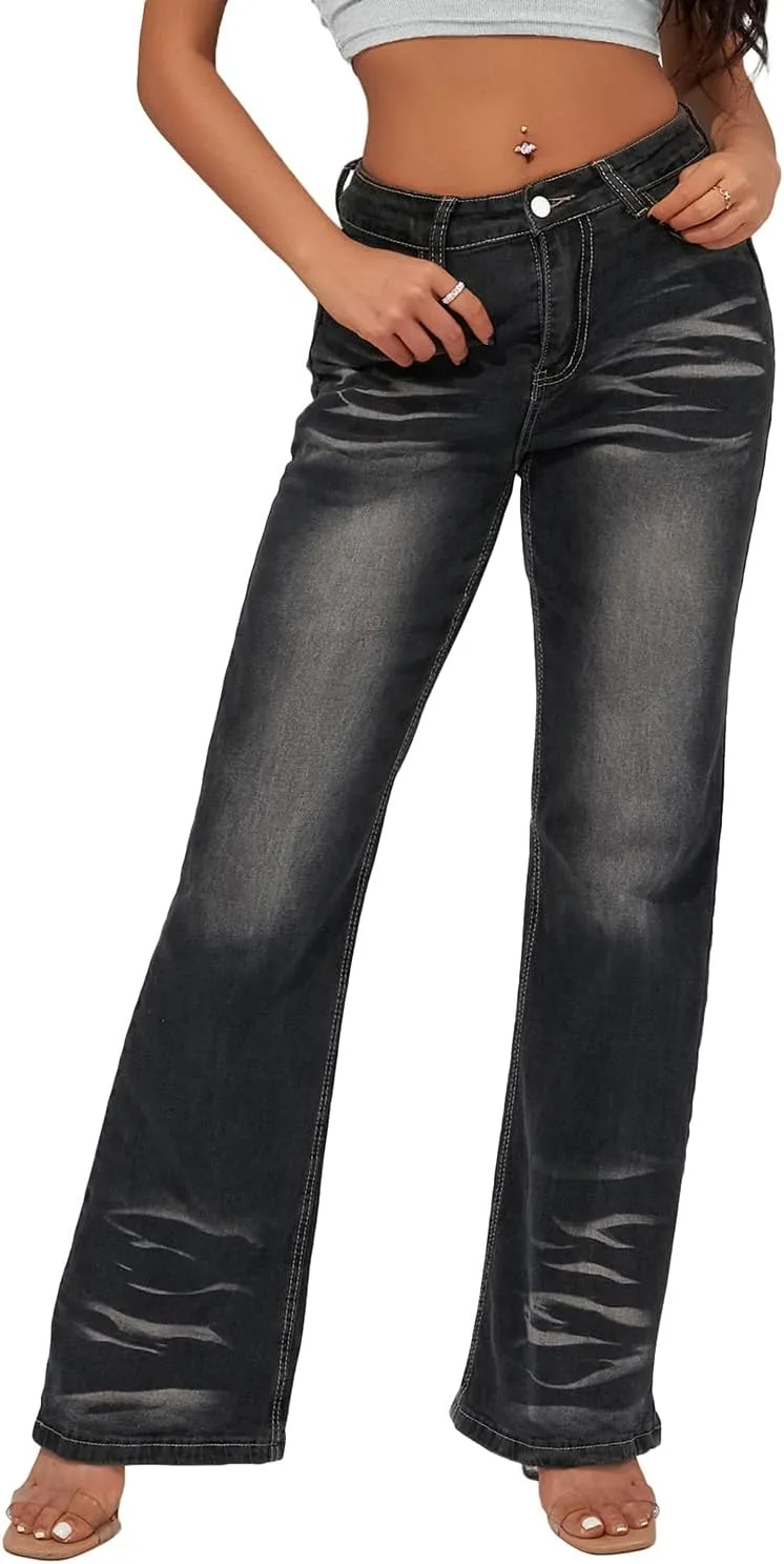 

Женские джинсы клеш low waist bell bottom y2k baggy denim Cjfdfy