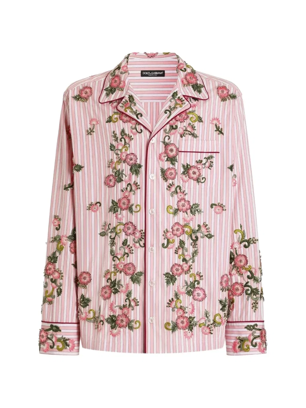 Шелковая рубашка с вышивкой DOLCE & GABBANA, розовый