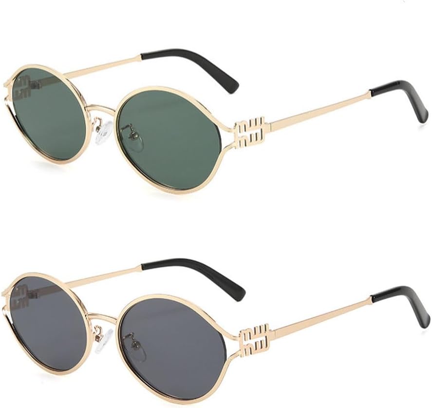 

1-2 шт. Модные солнцезащитные очки в стиле ретро, ​​маленькая оправа, для женщин и мужчин, металлические очки «кошачий глаз», солнцезащитные очки с защитой от УФ-излучения HYYZZC, Bls3623-c2c3