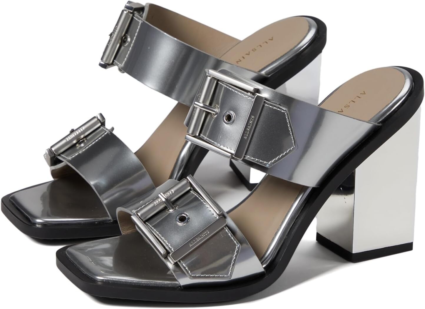 

Сандалии AllSaints Camille Mule, цвет Metallic Silver