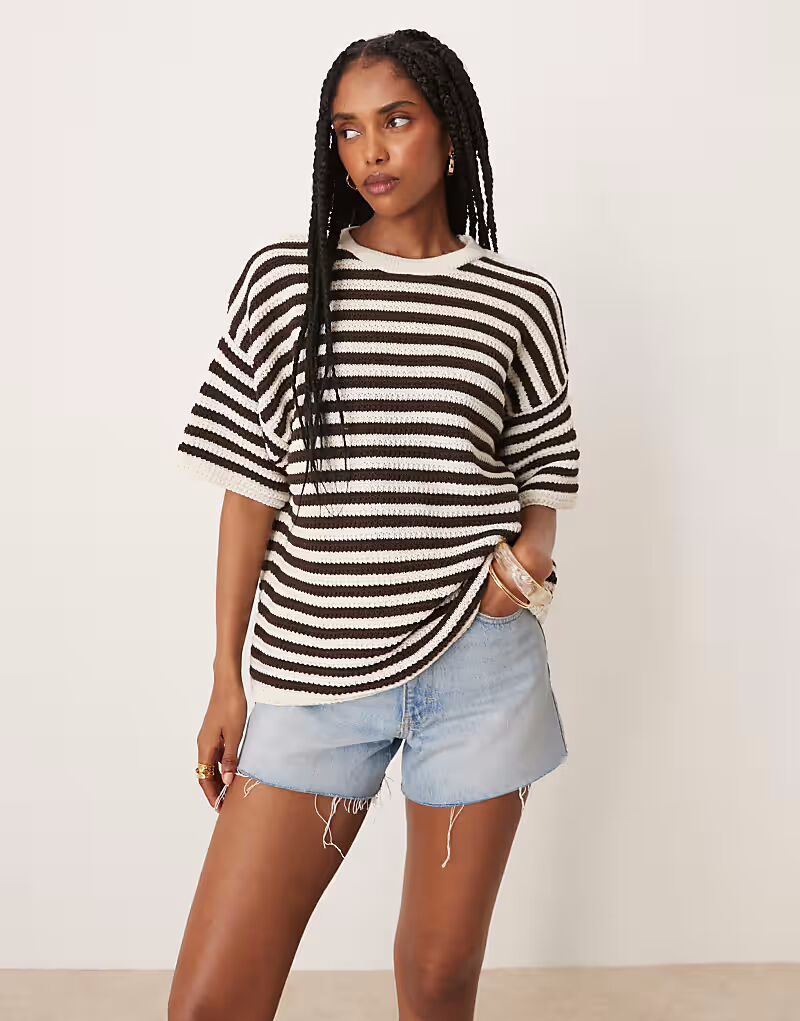 

Футболка свободного кроя ASOS DESIGN в полоску с трикотажным узором