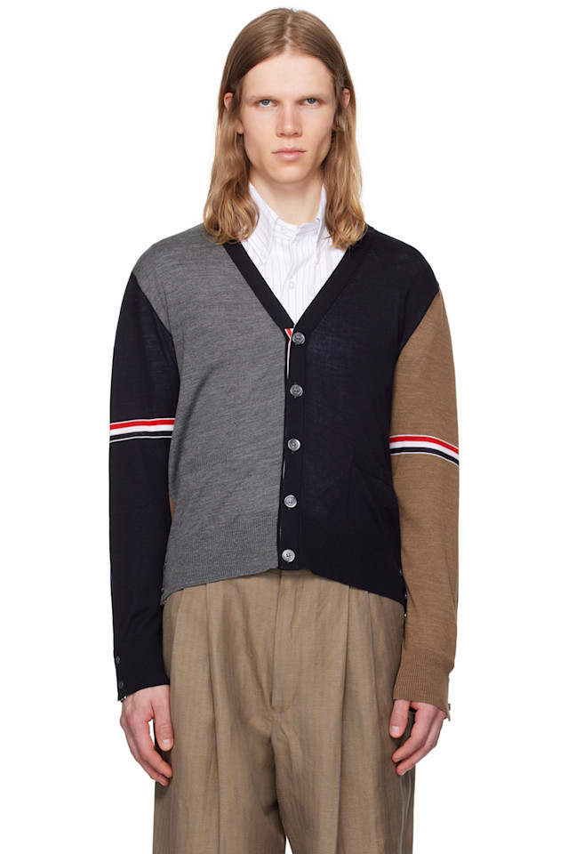 

Кардиган с V-образным вырезом свободного кроя из смесовой ткани Fun mix Thom Browne, мультиколор