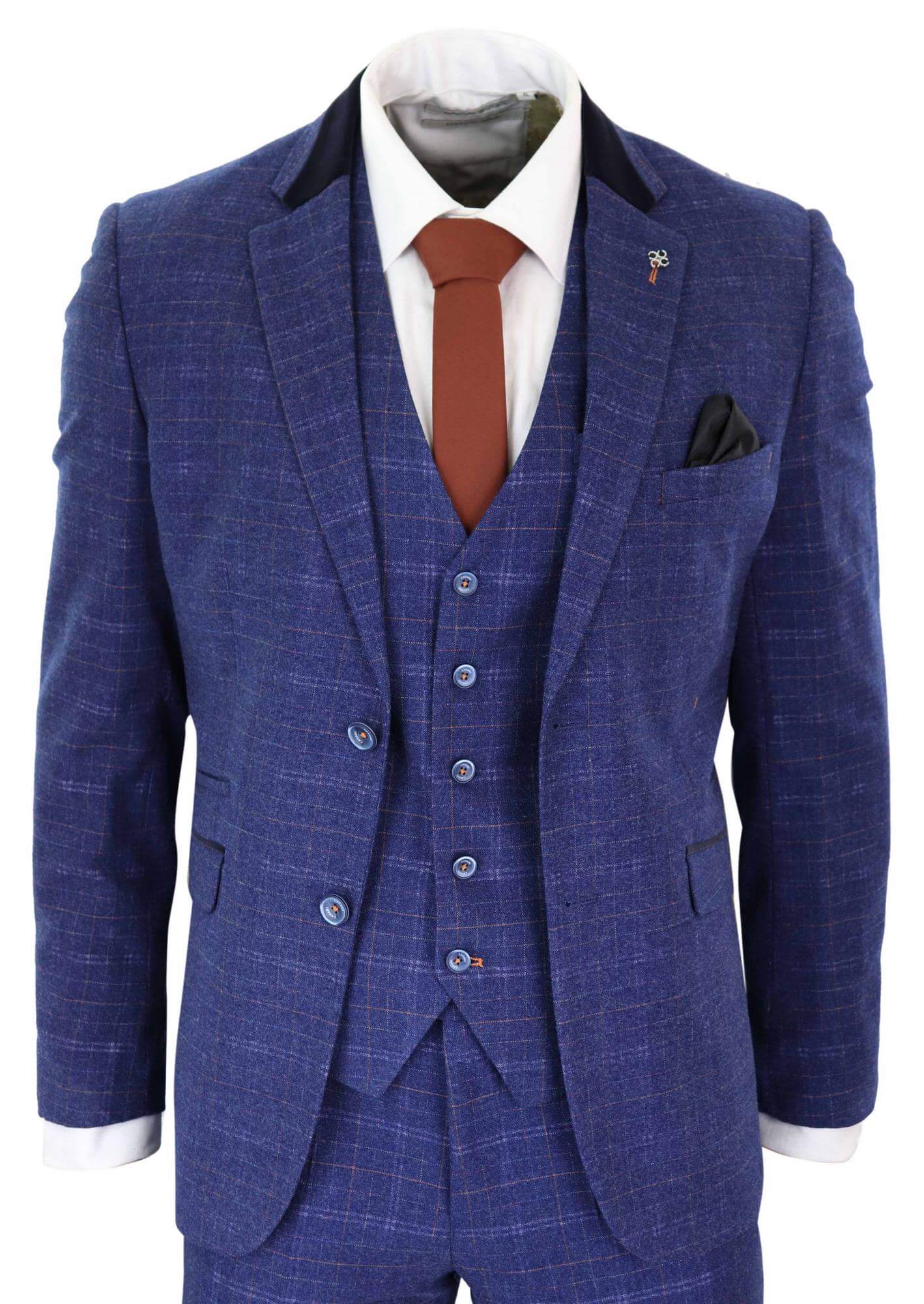 

Костюм-тройка в клетку Kaiser Blue Tweed Classic House Of Cavani, синий