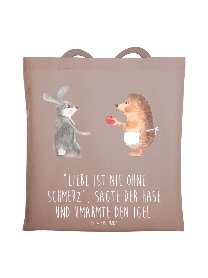 

Сумка Mr. & Mrs. Panda Tragetasche Hase Igel mit Spruch, коричневая пастель