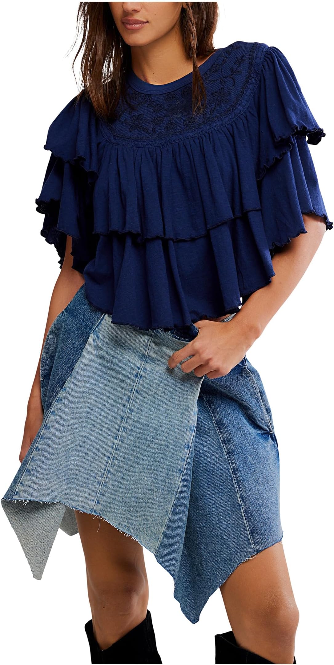 

Футболка Free People Rose Party Tee, Peacoat