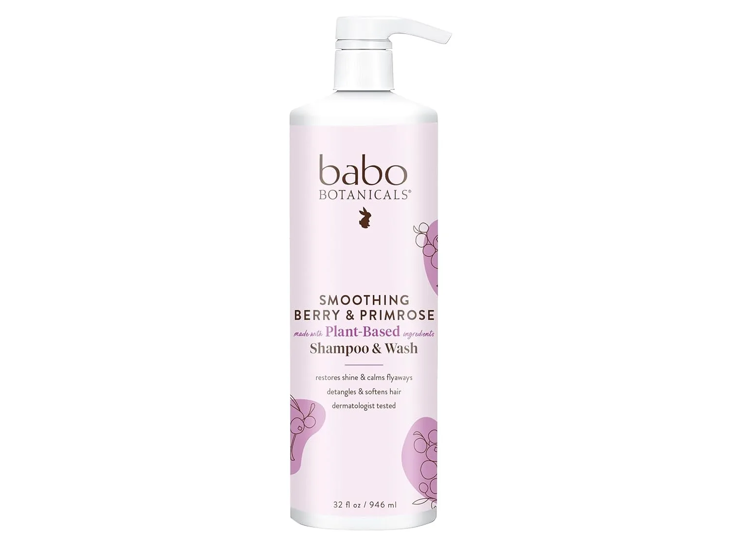 Babo Botanicals Smoothing Berry 2-in-1 шампунь и гель для душа - распутывает и питает, устраняет пушистость и предотвращает статику - масло примулы вечерней - для всех возрастов - легкий ягодный аромат - Vegan 907.20 г (.)