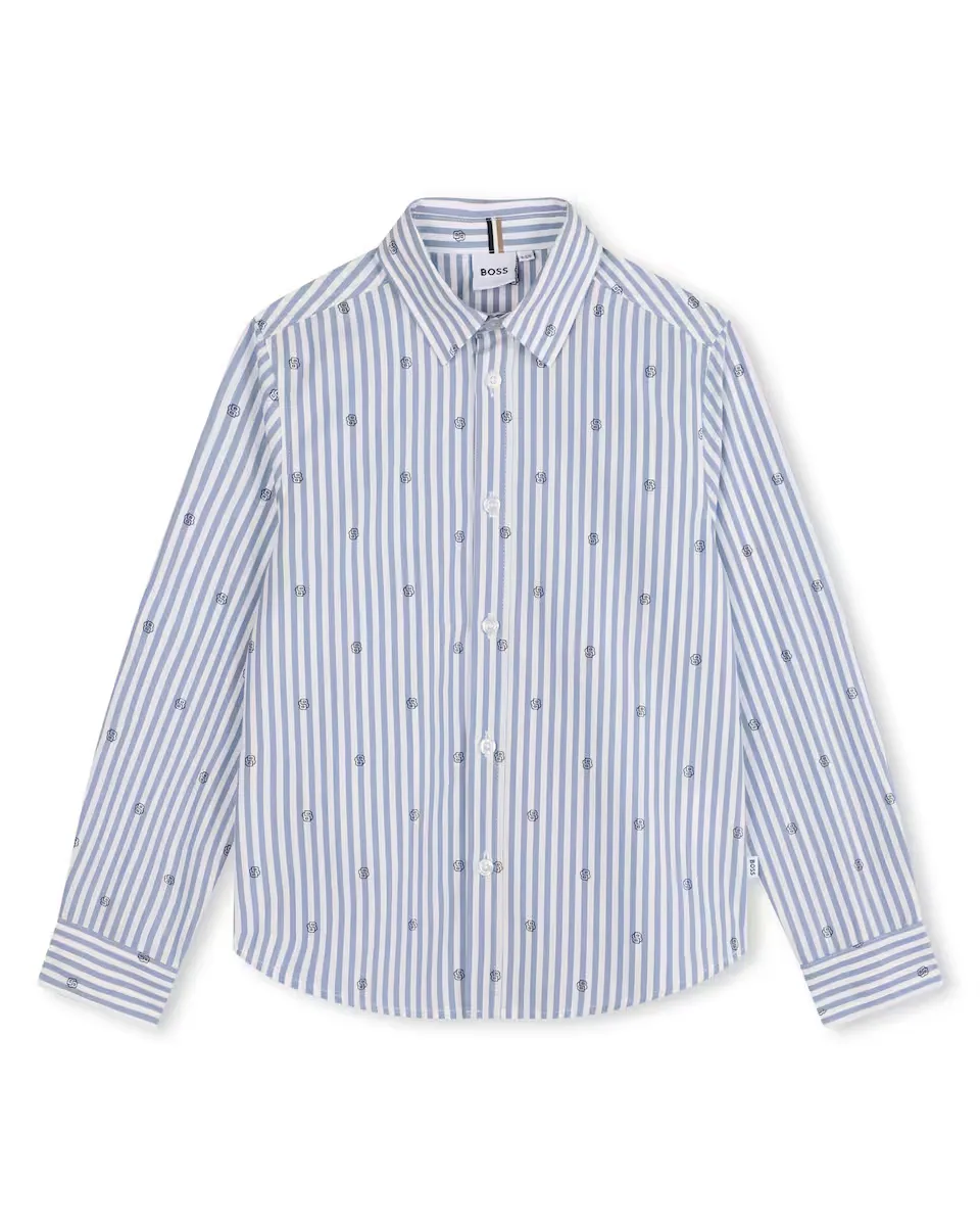 

Рубашка для мальчика с длинным рукавом и полосатым узором BOSS Kidswear, синий