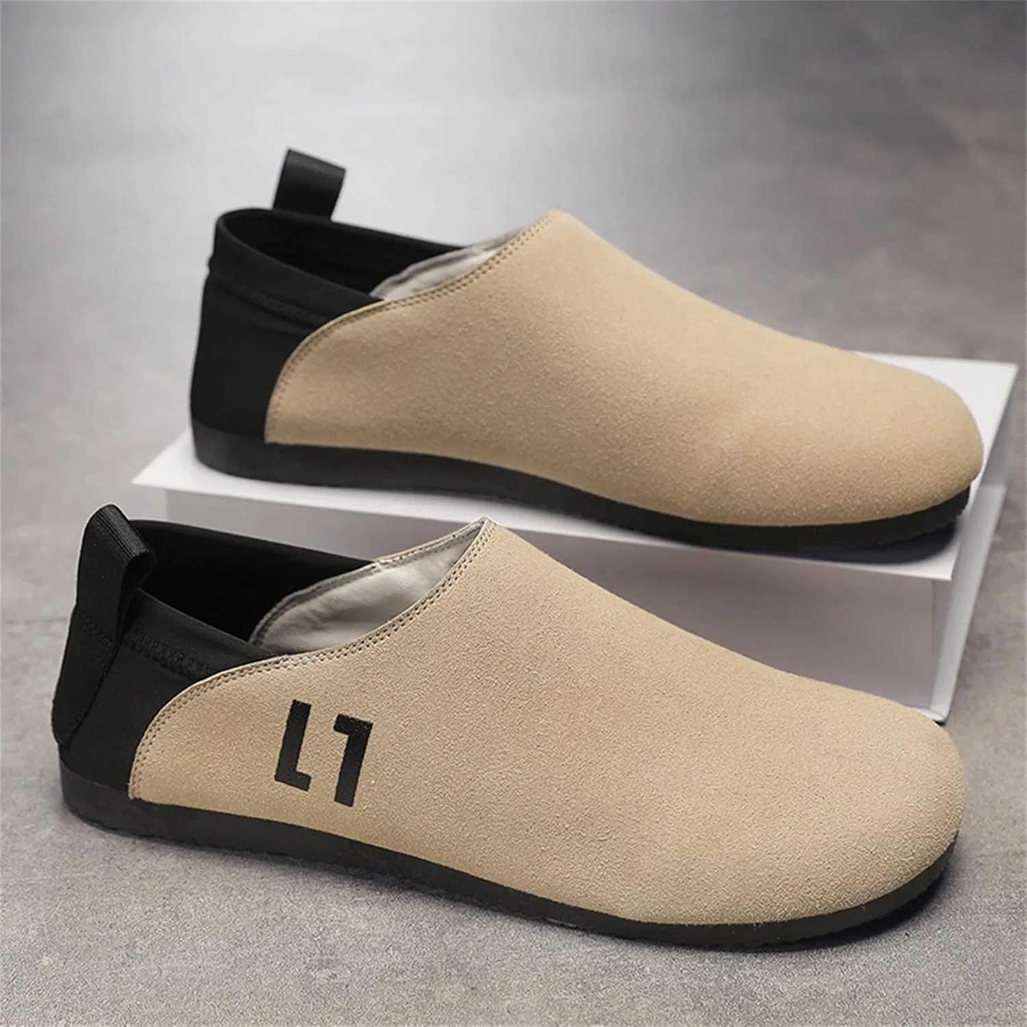 Мокасины повседневные замшевые Loafers бежевые JSDWNDO — фото 4