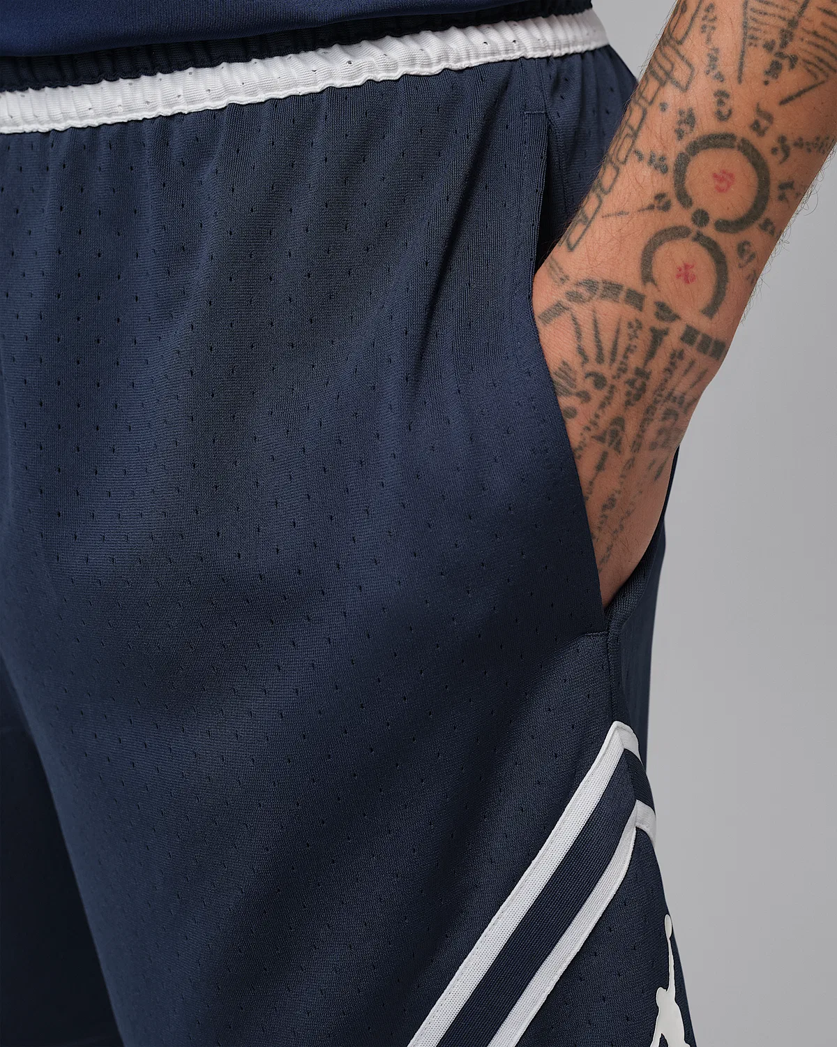 Мужские шорты Jordan Sport Dri-FIT Mesh Diamond, Midnight Navy/White — фото 4