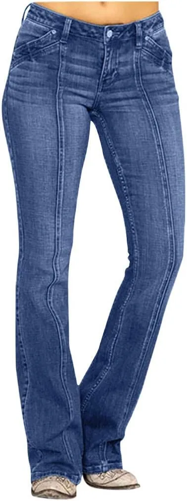 Женские скинни джинсы Stretchy Bell Bottom Bootcut Mid Waisted
