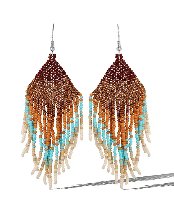 

Серьги с бахромой из бисера в бирюзовом и коричневом омбре Jessica Simpson, turquoise/brown