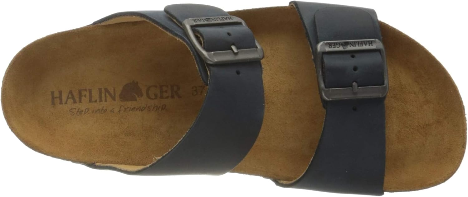 HAFLINGER Andrea Elegant кожаные сандалии с резиновой подошвой и корковой латексной стелькой Unisex, синий — фото 4