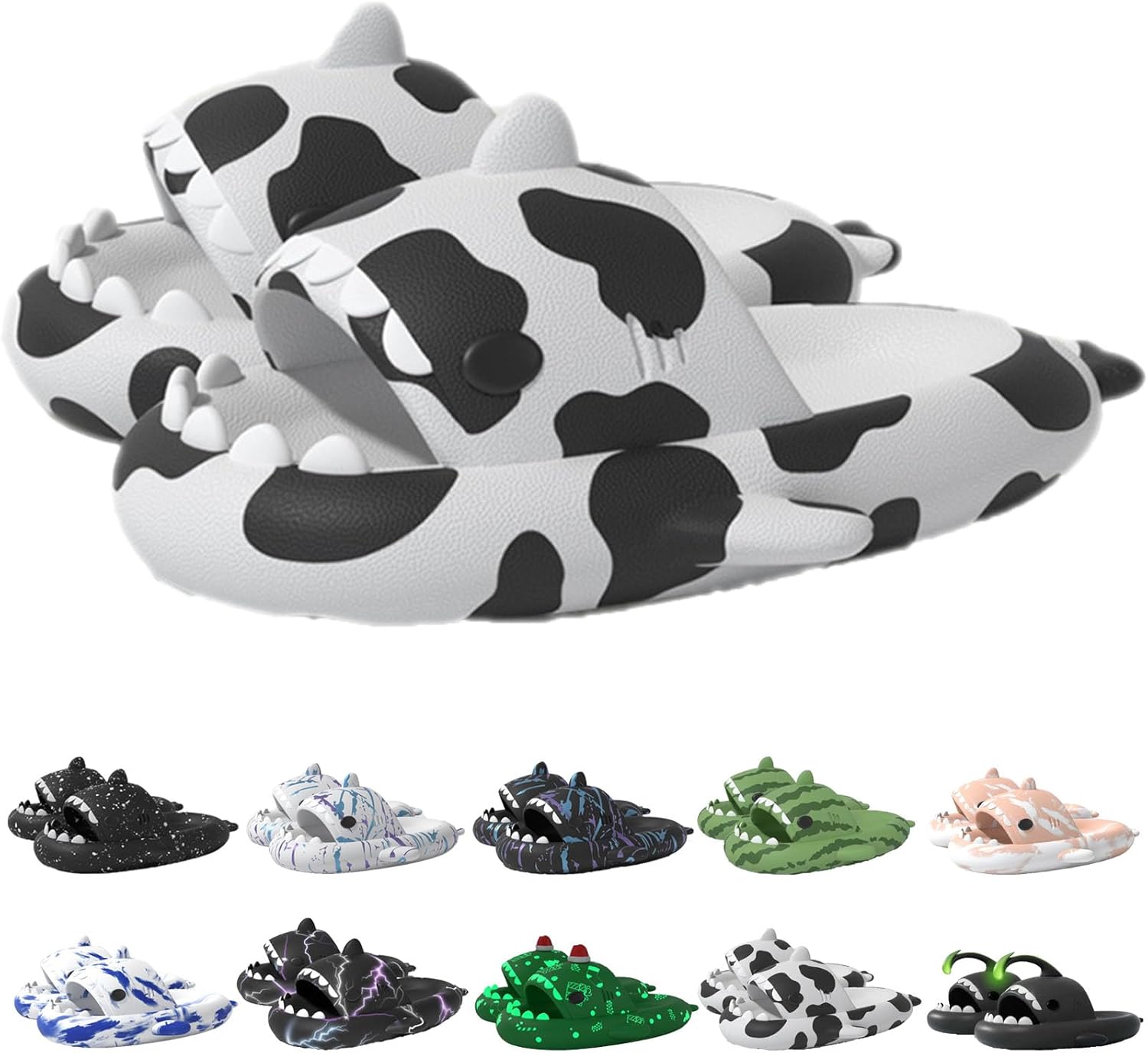 

Оригинальные шлепанцы Sharklas Polares, оригинальные Sharklas, шлепанцы Sharky, шлепанцы с изображением акулы, сандалии Shark Slides для женщин и мужчин Jfxgjuv, Cow Print 9.5-10 Women/7.5-8 Men