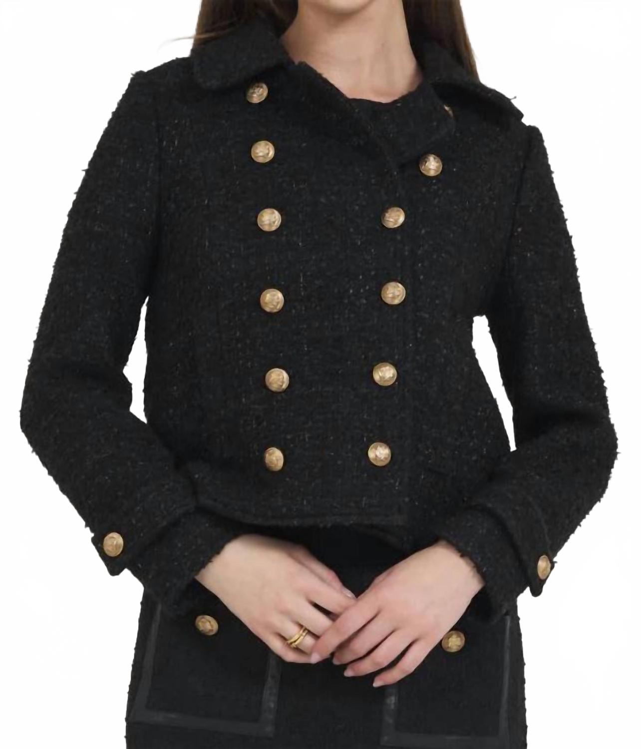 

Stellah Двубортное пальто-бушлат черного цвета