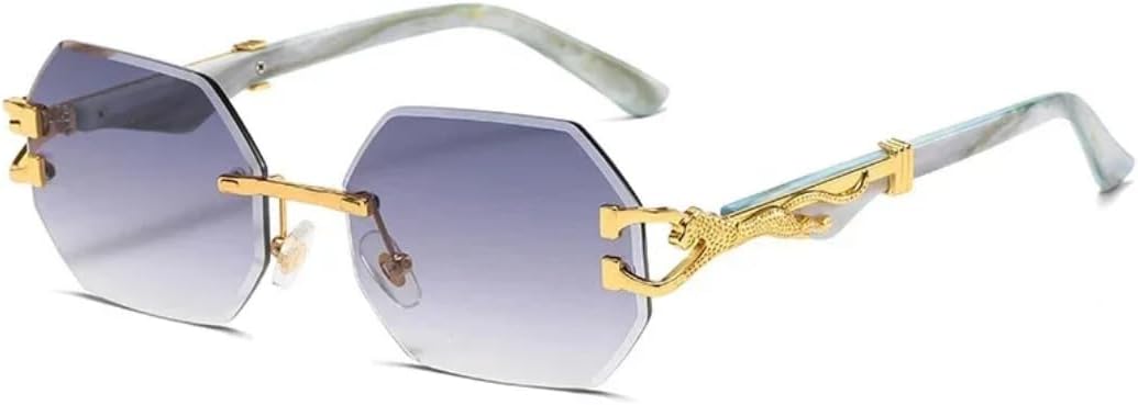 

Солнцезащитные очки с защитой от УФ-излучения UV400 | Без оправы, золотистый леопардовый принт, маленькая оправа | для женщин и мужчин, для занятий спортом на открытом воздухе и вождения DSVIGF, 05