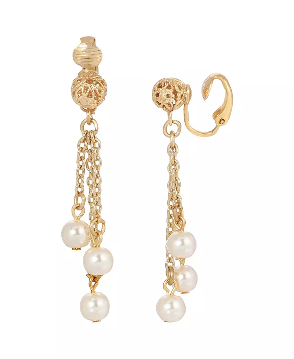 

Линейная серьга-клипса с искусственным жемчугом 2028, white