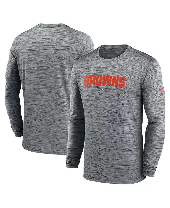 

Футболка мужская Heather Grey Cleveland Browns Sideline Team Velocity Performance с длинным рукавом Nike