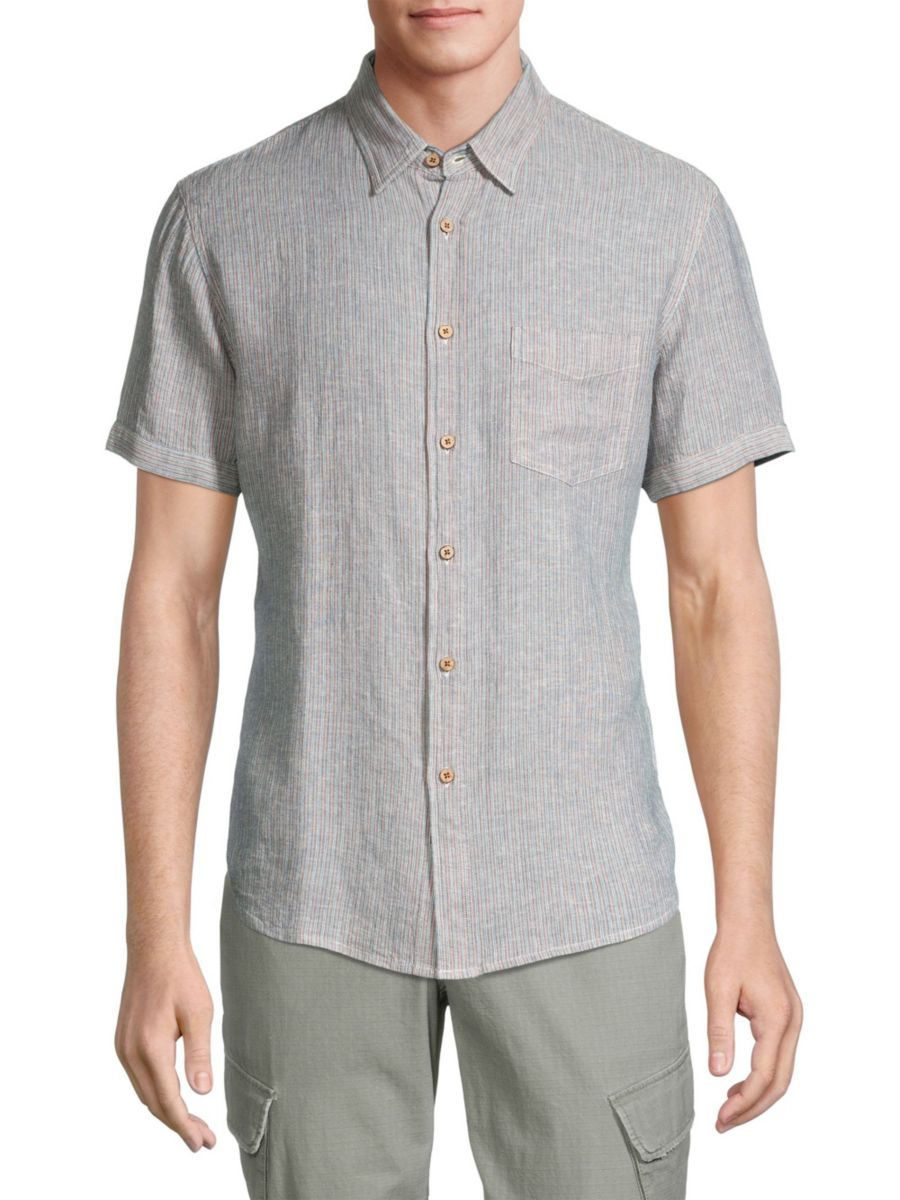 

Рубашка из льняной смеси в полоску Carson Rails, цвет Chambray