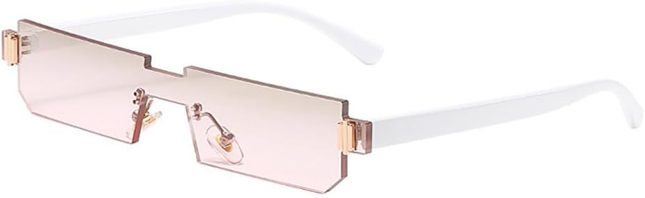 

Солнцезащитные очки без оправы для женщин и мужчин, модные, трендовые, роскошные, цельные, в маленькой оправе, для активного отдыха и путешествий, с защитой от УФ-излучения UV400 TKKTLLT, White Pink