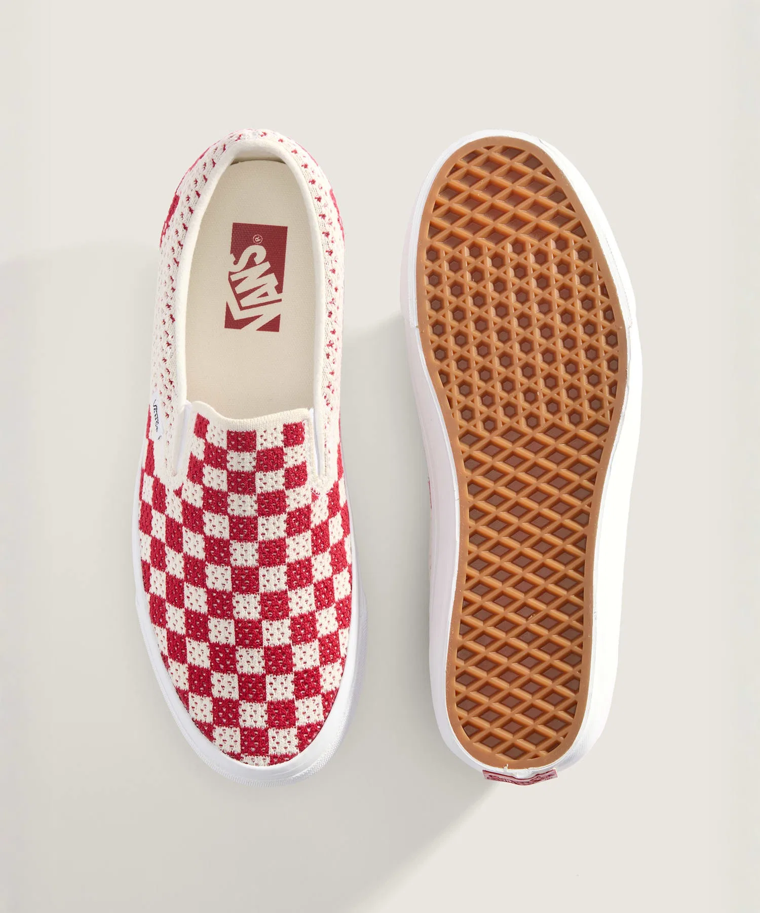 Унисекс слипоны VANS PREMIUM Classic Slip-On 98 EK с клетчатым принтом красные — фото 3